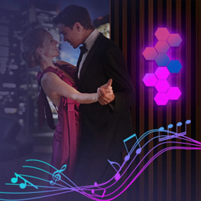 RGB LED Hexagon Light Bluetooth Indoor Wall Light APP Remote Control Night Light Computer Game Room Decoration Bedroom Bedside