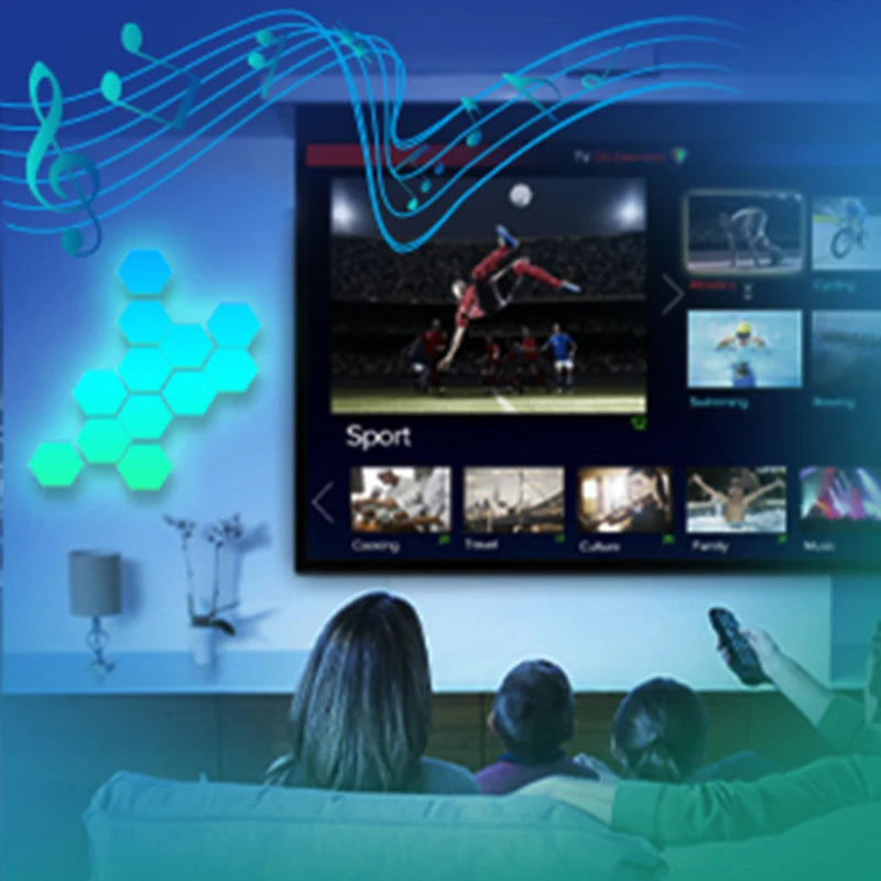 RGB LED Hexagon Light Bluetooth Indoor Wall Light APP Remote Control Night Light Computer Game Room Decoration Bedroom Bedside