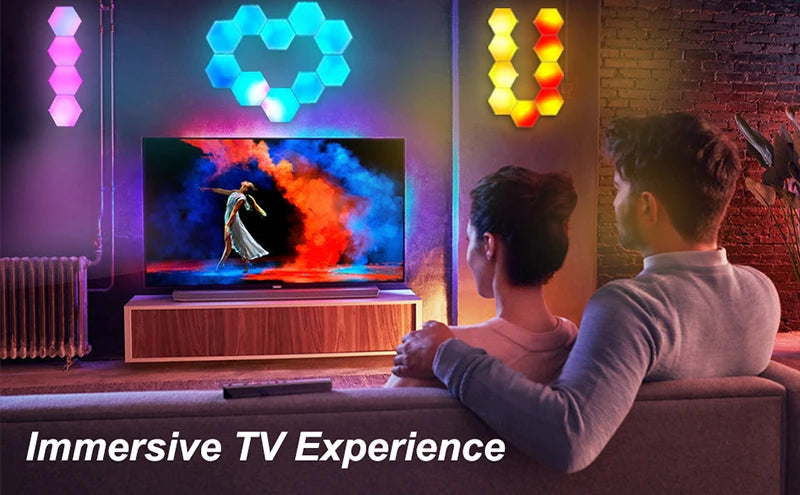 RGB LED Hexagon Light Bluetooth Indoor Wall Light APP Remote Control Night Light Computer Game Room Decoration Bedroom Bedside